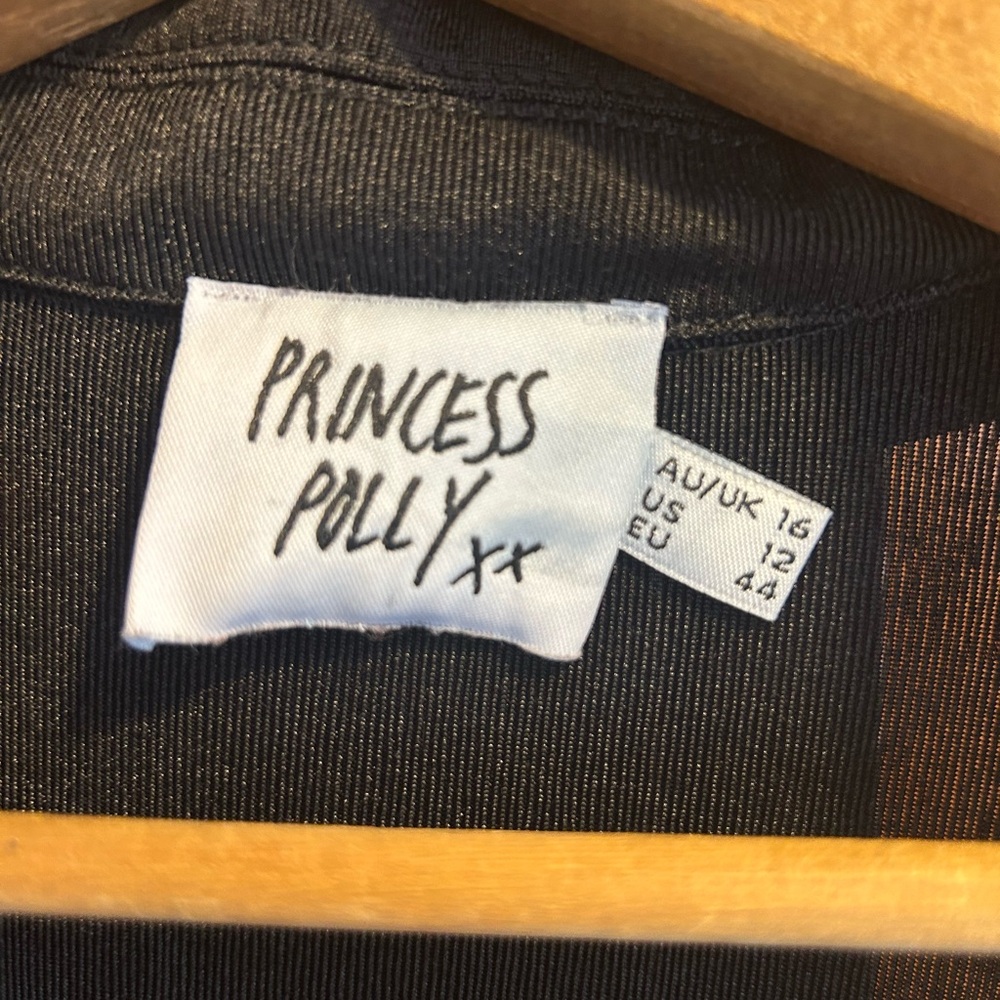 Princess Polly black dress sexy collar size 12 mini wrap - Picture 3 of 6